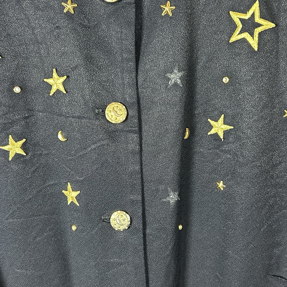 Vintage 90s R&M Richard's Karen Kwong Navy Celestial Embroidered Vest Size 16 - Picture 3 of 16